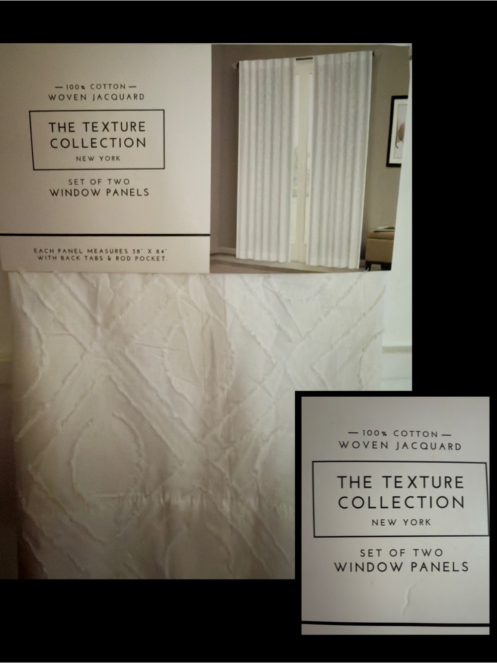 The Texture Collection New York woven jacquard 100% cotton 2 window panels